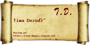 Tima Dezső névjegykártya